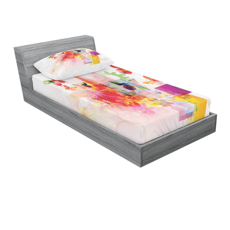 Microfiber Abstract Sheet Set, Twin XL Sheet Set with Fitted Sheet