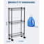 Chariot de rangement à roulettes mince en métal noir, support utilitaire réglable en acier à 3/4 niveaux avec paniers et roues verrouillables, rangement compact pour la cuisine, la salle de bain et le bureau-132362453-132362456