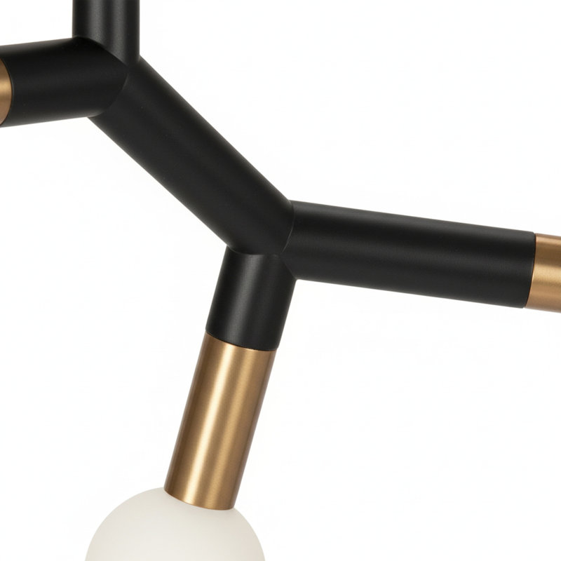 Rowley 3 Light Semi Flush Mount, Matte Black/Aged Brass