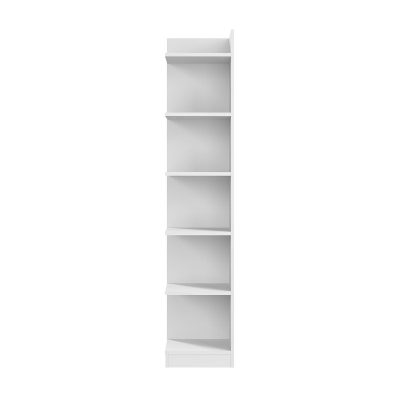 Universal 15W Tall Corner Bookshelf in White - Engineered Wood