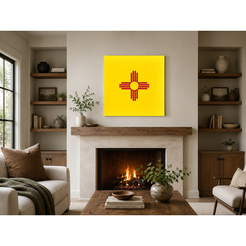 Drapeau du Nouveau-Mexique, art mural sur toile Zia Sun, H 16 po x l 16 po