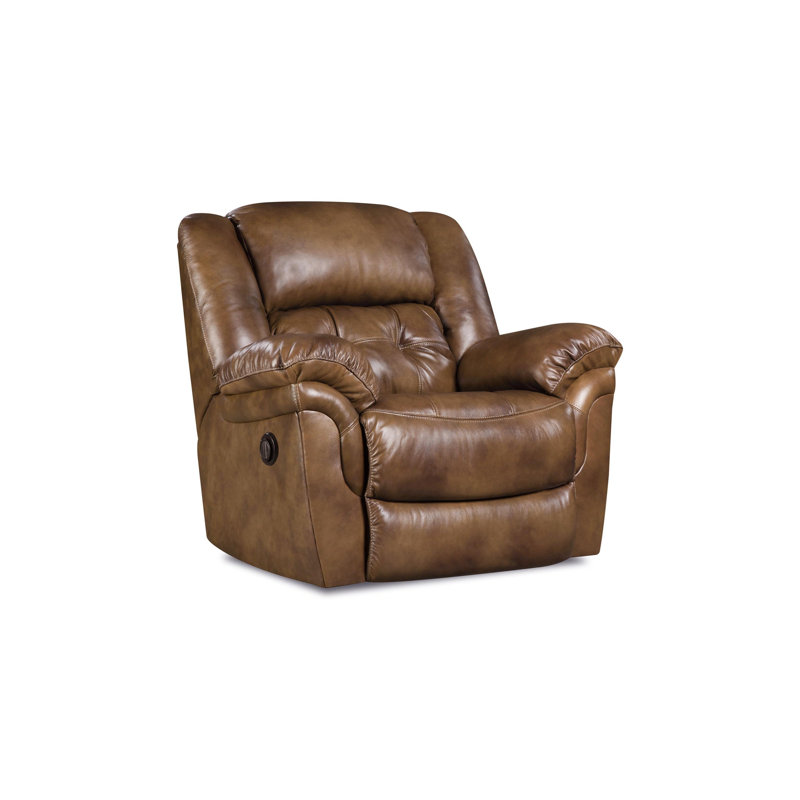 Salka Upholstered Power Recliner, Brown Genuine Leather