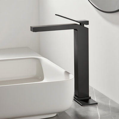 Robinet de lavabo vasque à poignée simple en laiton massif 12 "avec ensemble de drain et plaque de pont