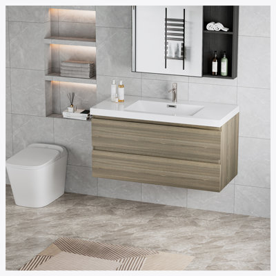 Meuble-lavabo mural 42 po avec lavabo et rangement mural moderne