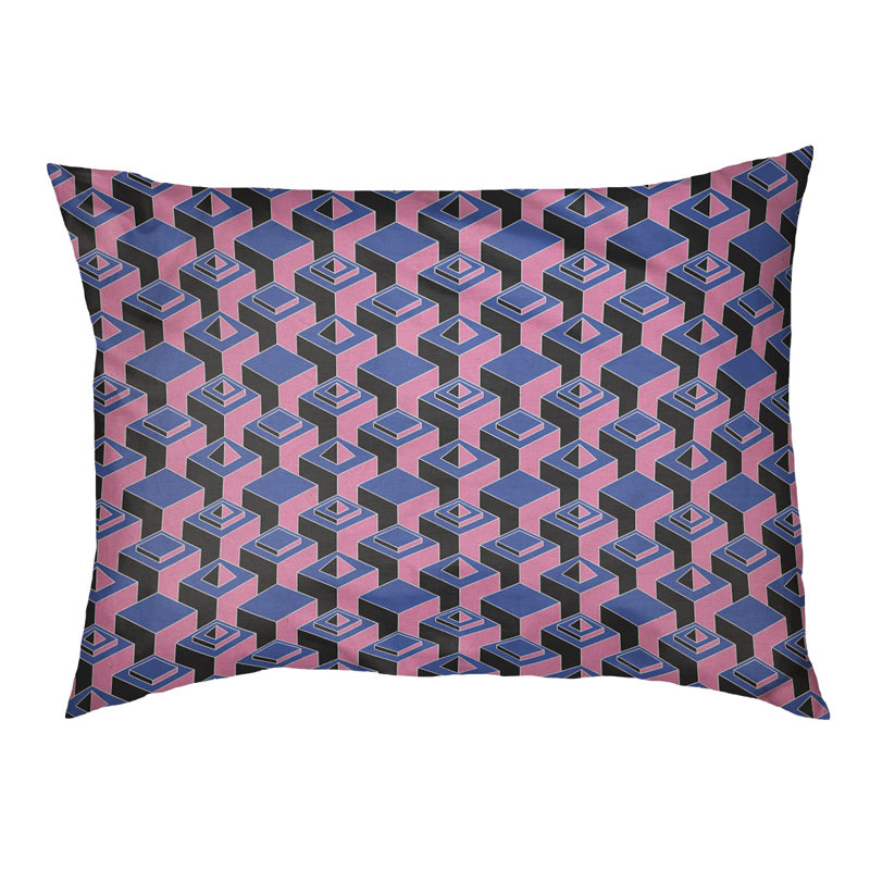 Coussin pour chien intérieur à motif skyscrapers Chen, Moyen (l 40 po x P 6,5 po x H 30 po), Bleu / Rose