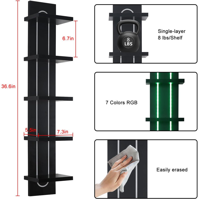 5 Tier Wall Shelf with Lights