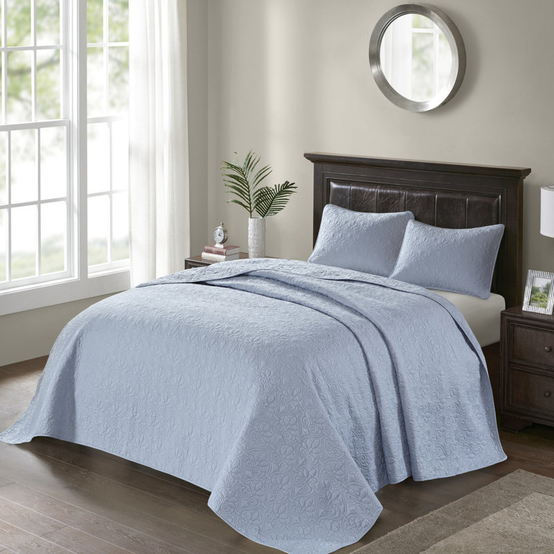 Couvre-lit réversible Blue Queen - matelassé texturé pour surdimensionné