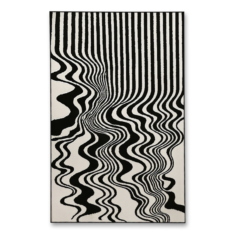 Tapis beige tissé à rayures Mosso, 3 pi 3 po x 4 pi 11 po