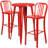 Drumfane 30'' Round Metal Indoor-Outdoor Bar Table Set with 2 Vertical Slat Back Stools-33651160-68072877