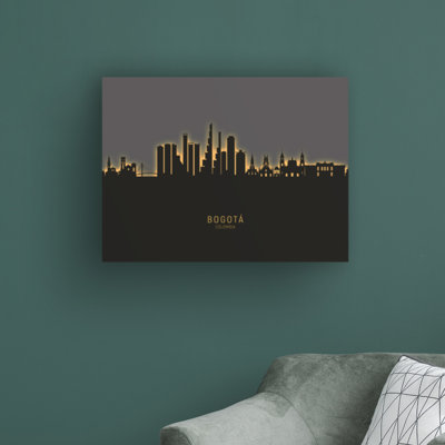 «Bogota Columbia Skyline Glow II» par Michael Tompsett, impression sur toile tendue