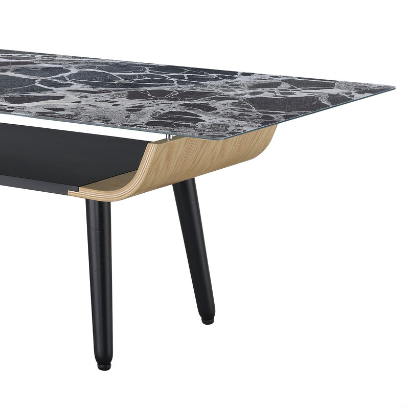 Four Legs Coffee Table with Storage, Black