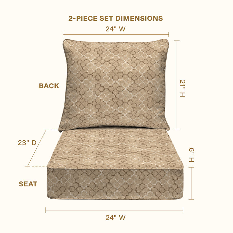 Ensemble de coussins d'extérieur à assise profonde Meridian - Design confortable, durable et résistant aux intempéries
