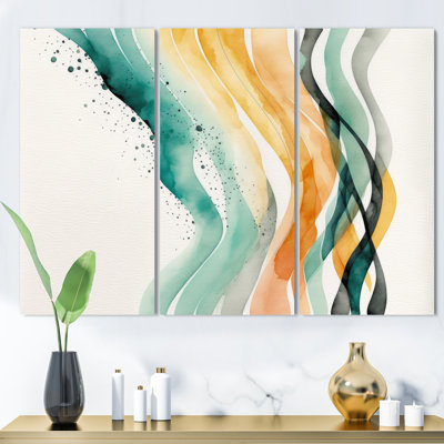 «Dohnovan Multi-Color Abstract Waves II», reproduction sur toile 3 pièces