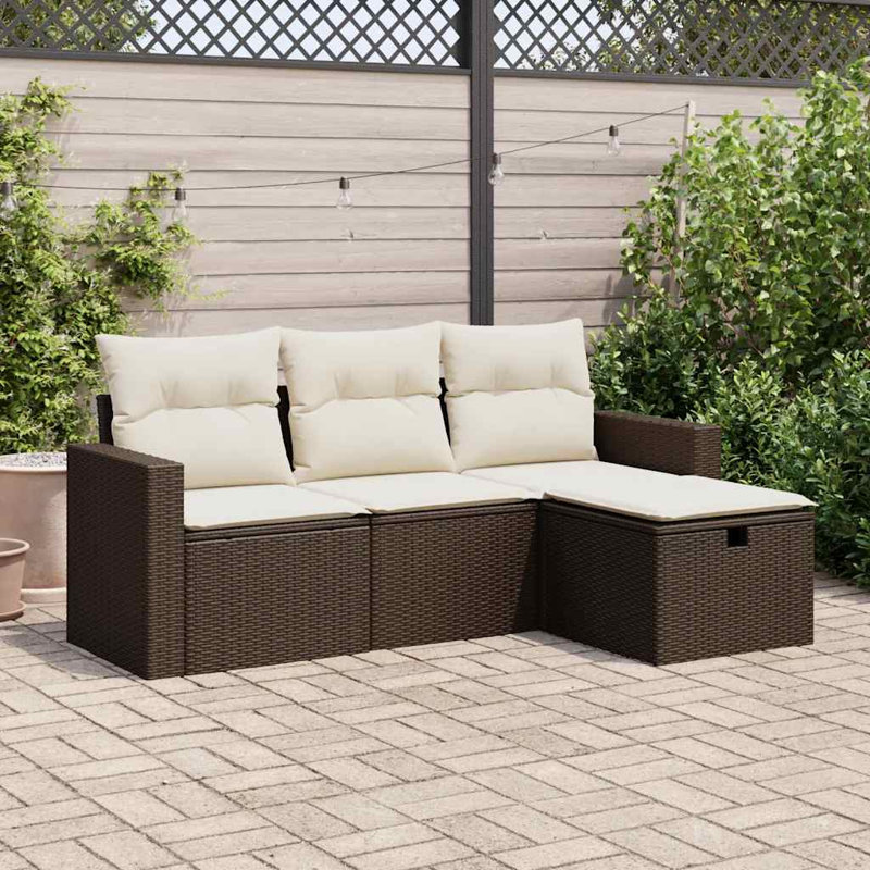  Ensemble de canapé de jardin en rotin PE grand et pieds réglables