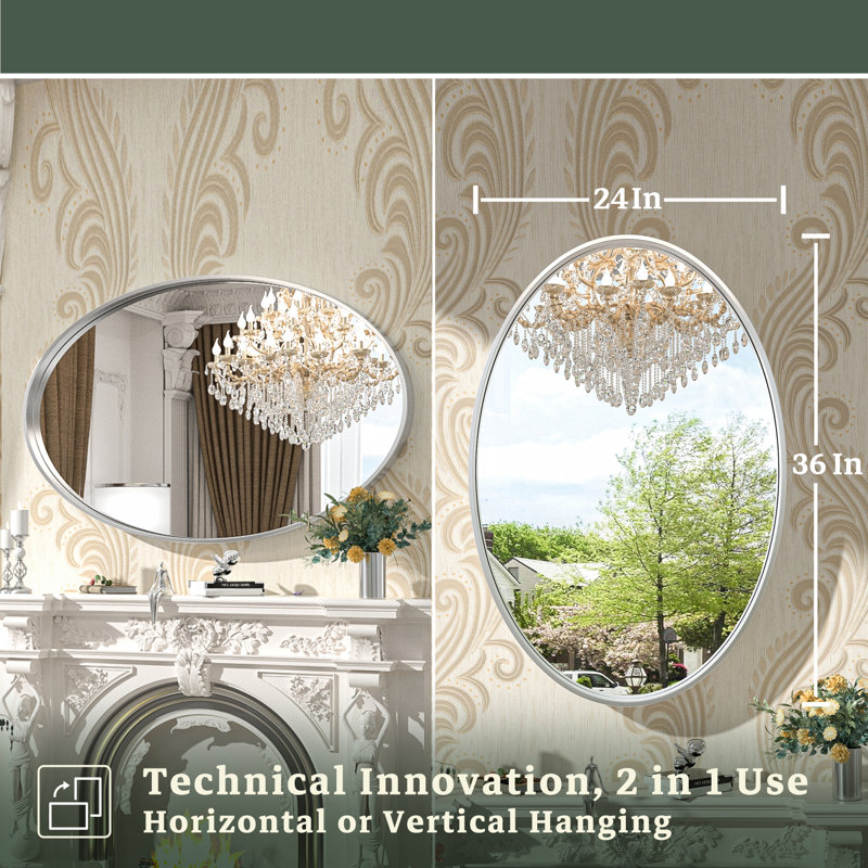 Miroir de salle de bain Emmarose, 30 po x 22 po, Argent