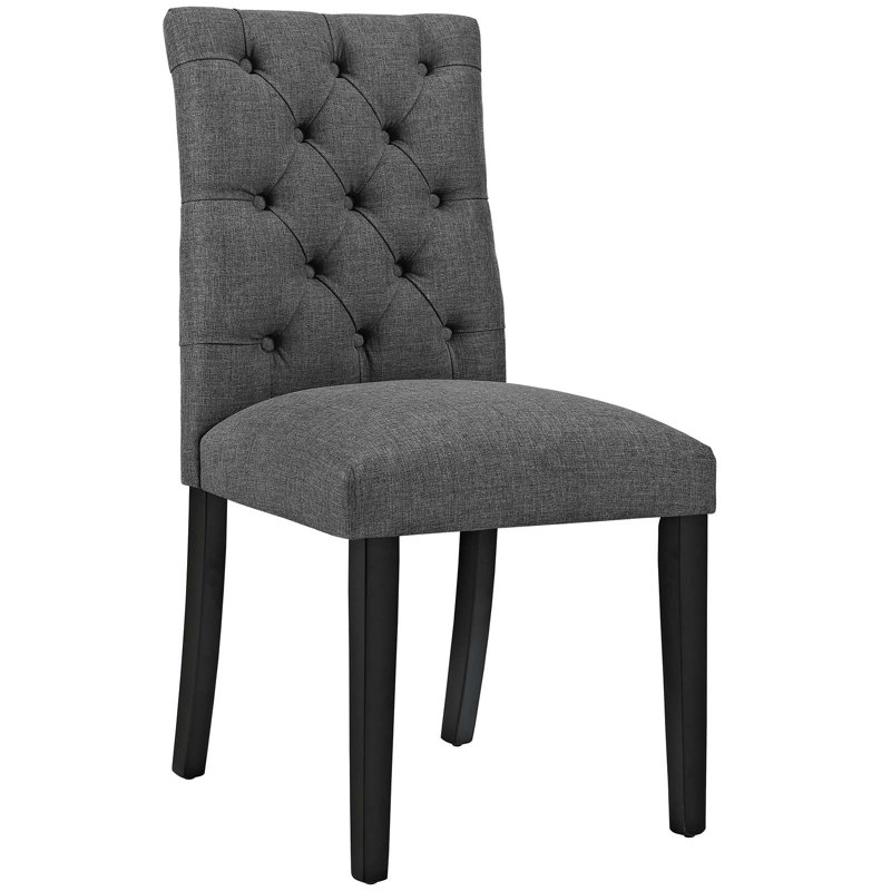 Duchess Gray Fabric Upholstered Wood Side Chair Set of 2