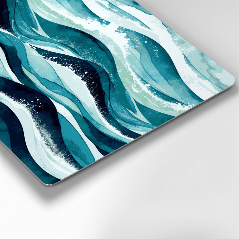 Art mural bleu côtier à motif de vagues numériques, H 11 po x l 14 po
