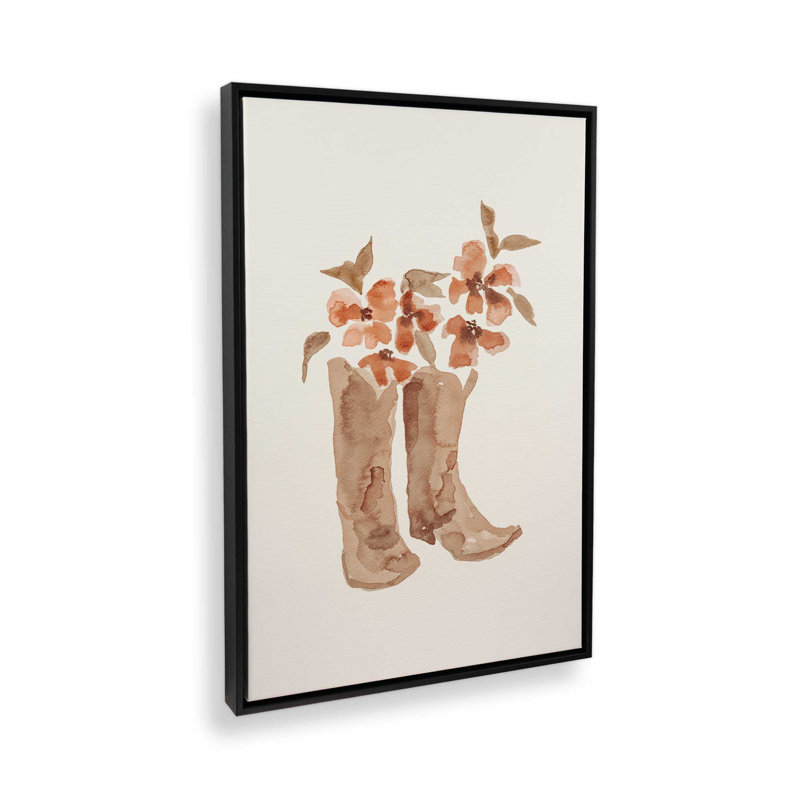 «Cowboy bottes in Bloom», reproduction sur toile, H 18,75 po x l 12,75 po, Noir satiné