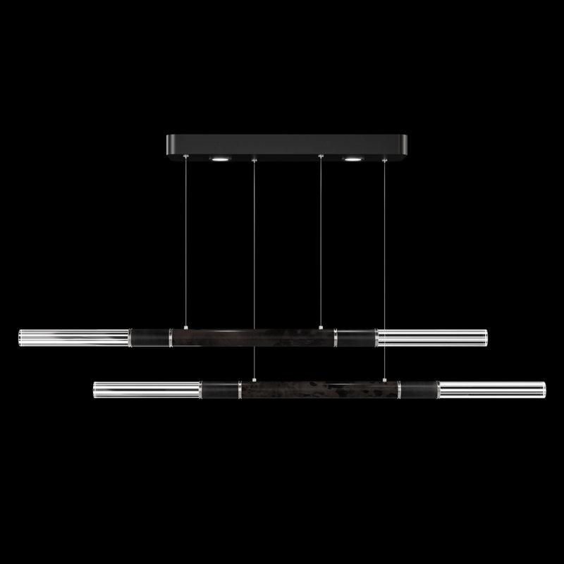 Antonia 71"W Linear Pendant, Nickel/Black/Charcoal