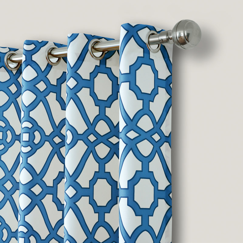 Prasad Room Darkening Single Curtain Panel, 50" W x 108" L, Blue
