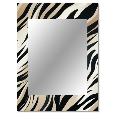 Decole Beige And Black Zebra Sophistication - Abstract Unique Mirror, Modern Large Wall Mirror, Printed Metal Art