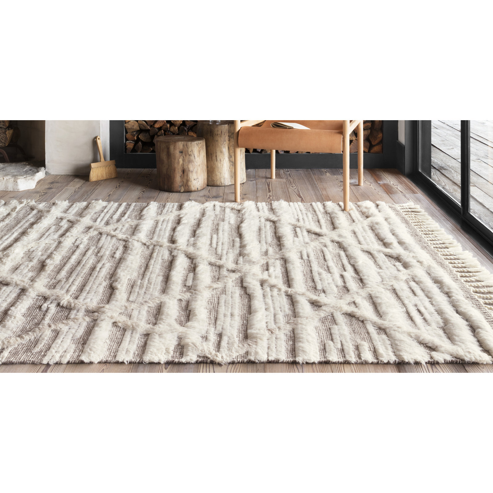 Benjamin Ivory Taupe Hand-Knotted Moroccan Rug, Rectangle 8'6" x 11'6"