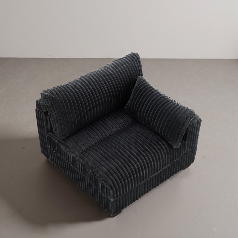 Fauteuil rembourré en flanelle de fourrure de lapin avec dossier rembourré et rembourré gris, Gris