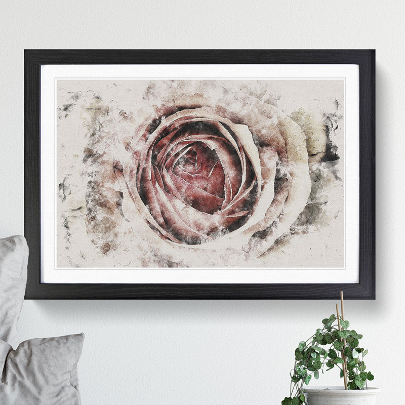 Pink Rose Flower Vol.3 - Picture Frame Painting, 48cm H x 65cm W x 2cm D, Oak Framed