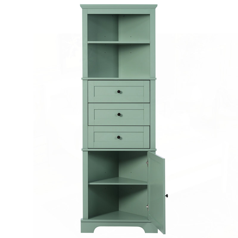 Versatile Triangle Cabinet with Multiple Storage Options for Various Rooms, Green