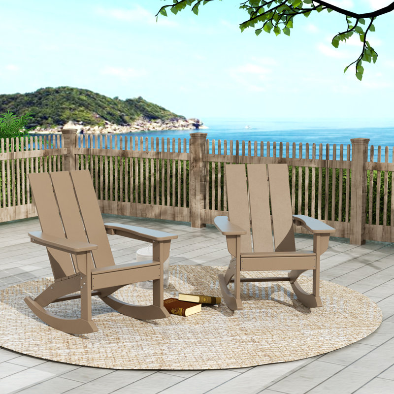 Joubert Outdoor Adirondack Set, Weathered Wood