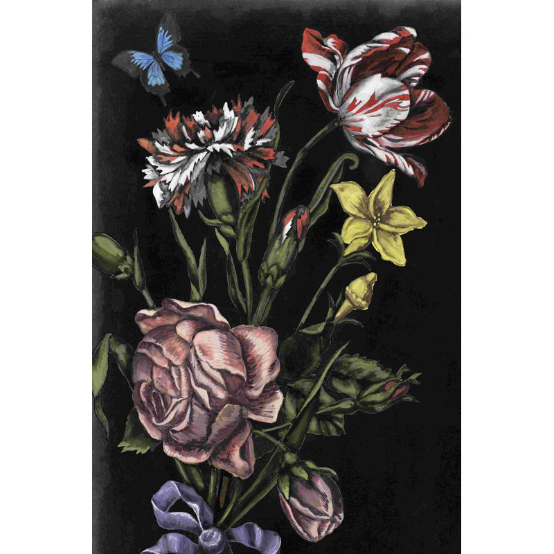 «Dark Floral IV» par Naomi Mccavitt - reproduction d'art sur toile tendue, H 36 po x l 24 po