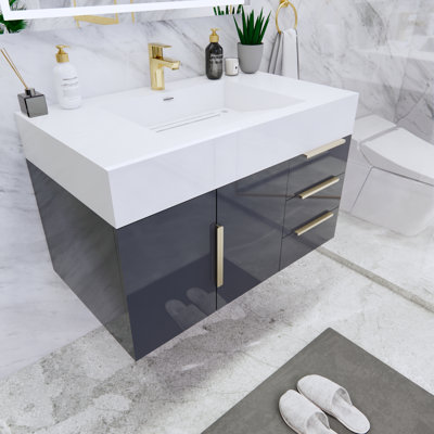 Ensemble de meuble-lavabo simple mural 35,5 po Glasgow