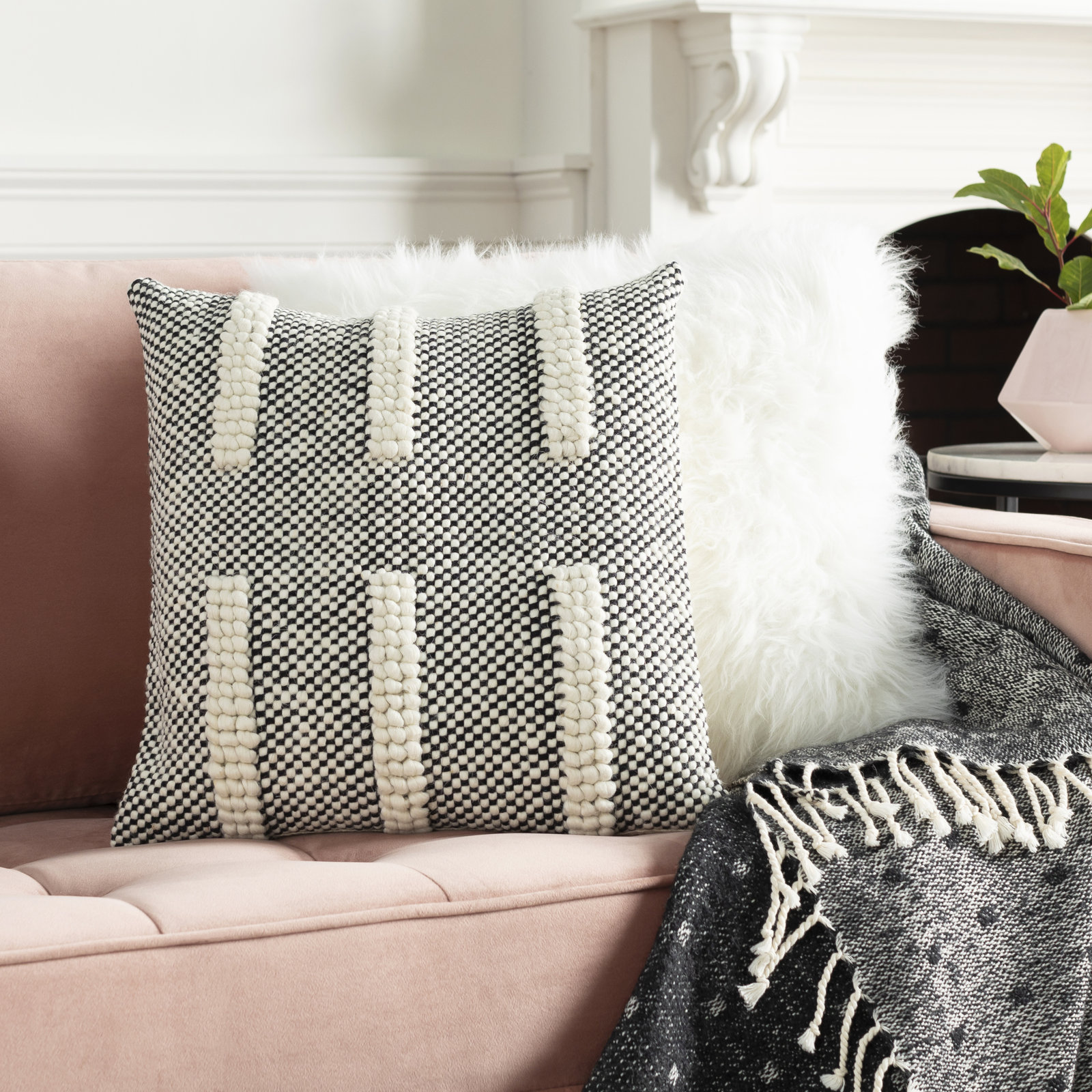 Sefarina Striped Cotton Throw Pillow, 22" H x 22" W, No Fill