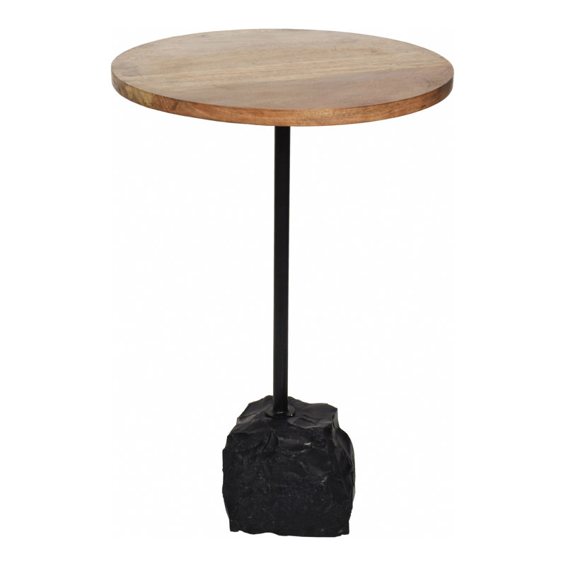 Solid Wood End Table, Black, Natural