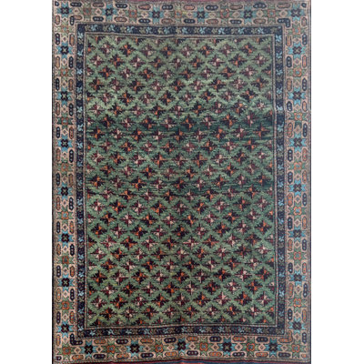 One-of-a-Kind Aimee-Lee Hand-Knotted New Age Wool Area Rug in Green/Blue/Brown