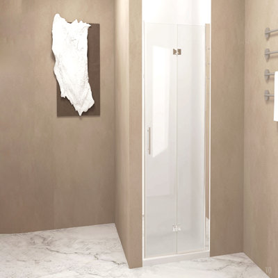 Porte de douche pliante de 33 à 32 po x 72 po, verre trempé de 1/4 po (6 mm), cadre en aluminium, film antidéflagrant