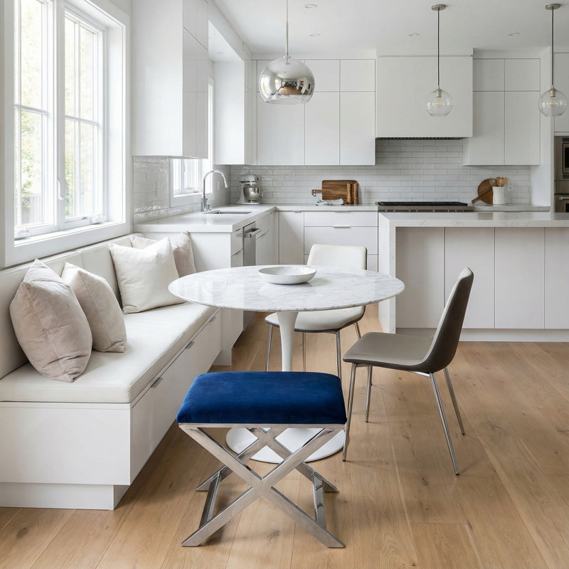 Repose-pieds en velours bleu 23 po X Bench