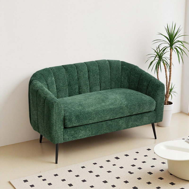 Petit canapé-lit en chenille de 50 po de largeur avec pieds en métal pour petits espaces, Vert