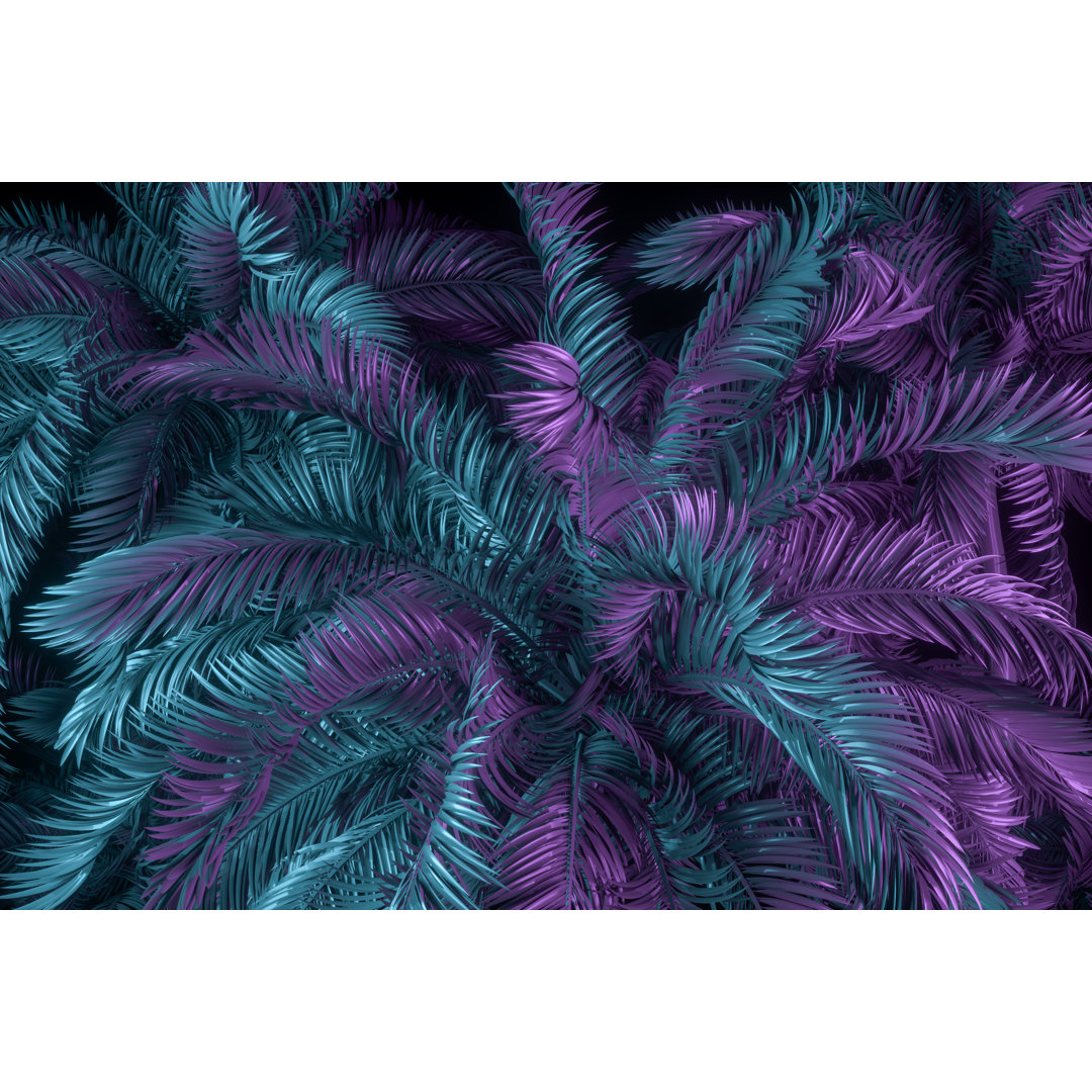 Palm Tree Neon Lightning Background von Akinbostanci - Leinwandbild