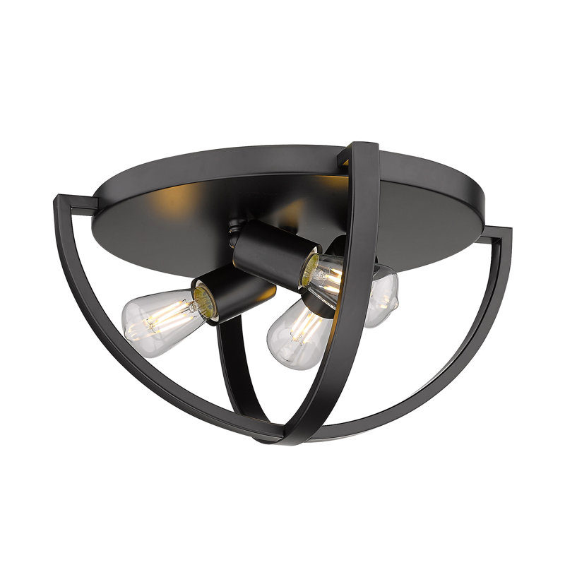 Plafonnier encastré 3 lumières 14,13 po Petitt, Noir mat