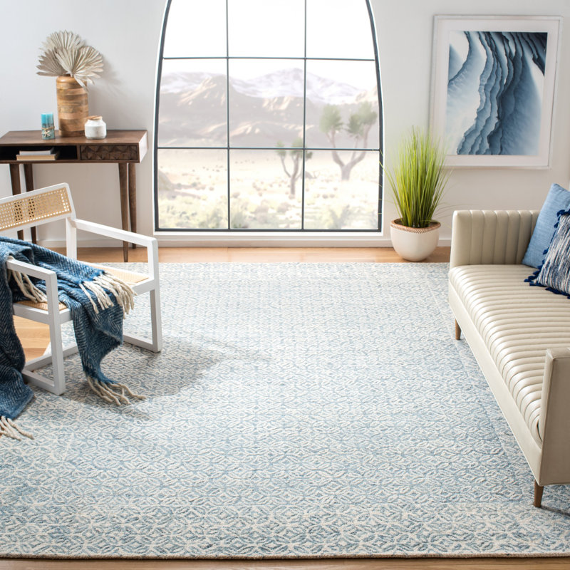 Tapis géométrique en laine / coton touffeté à la main Sandborn, Rectangle 9 pi x 12 pi