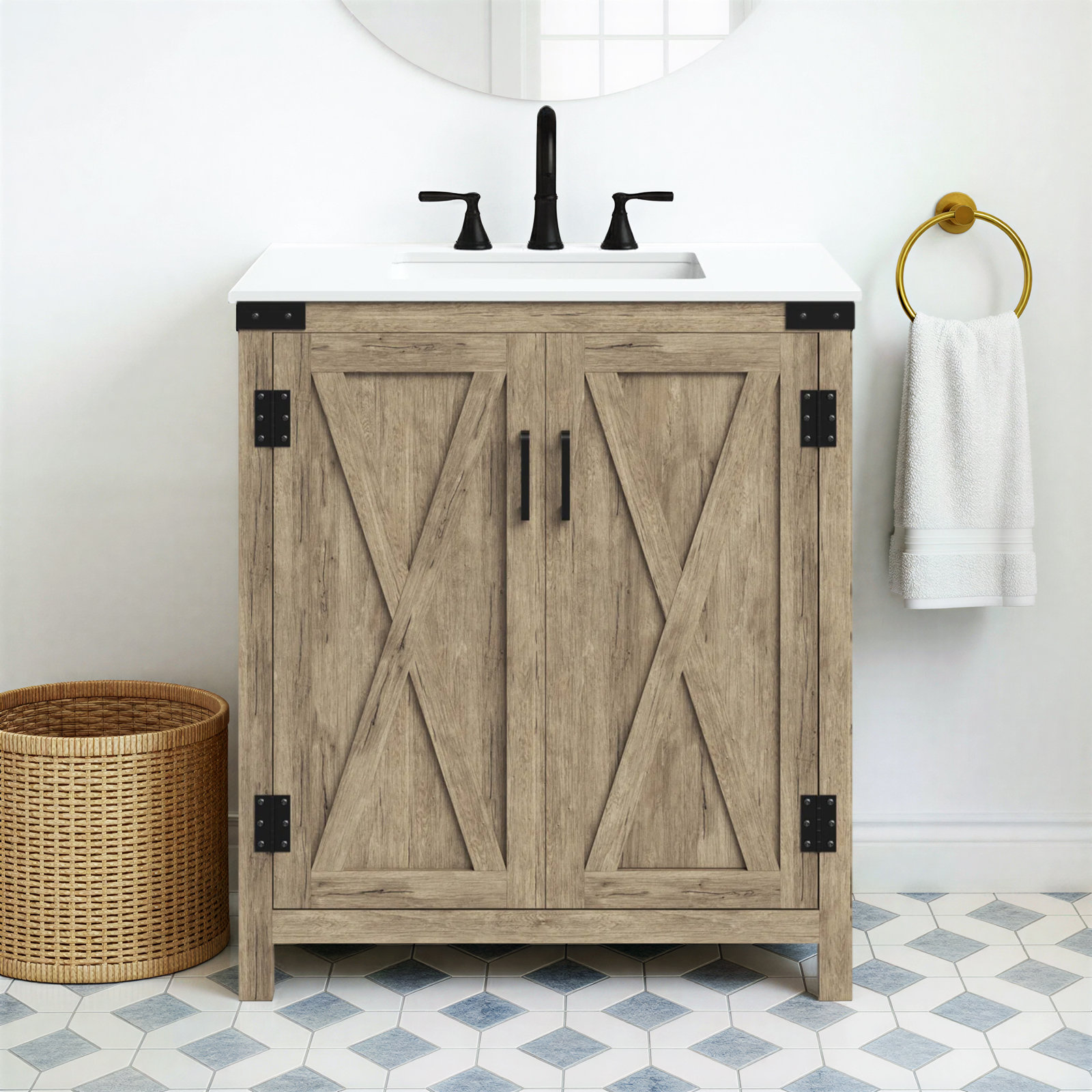 Slayton 30'' Single Bathroom Vanity, Natural Oak