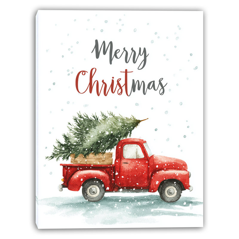 Art mural sur toile Merry Christmas Tree Hauler, H 16 po x l 12 po