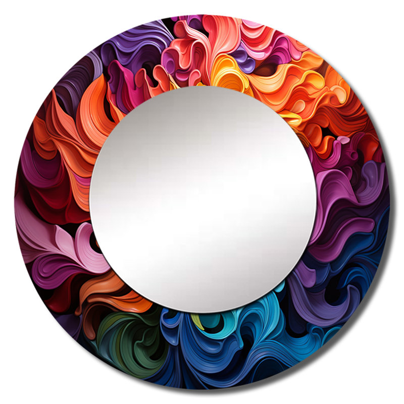 Opt Art Vibrant Illusions II - miroir mural décoratif Op Art, miroir rond moderne, impression sur métal, 36 po x 36 po