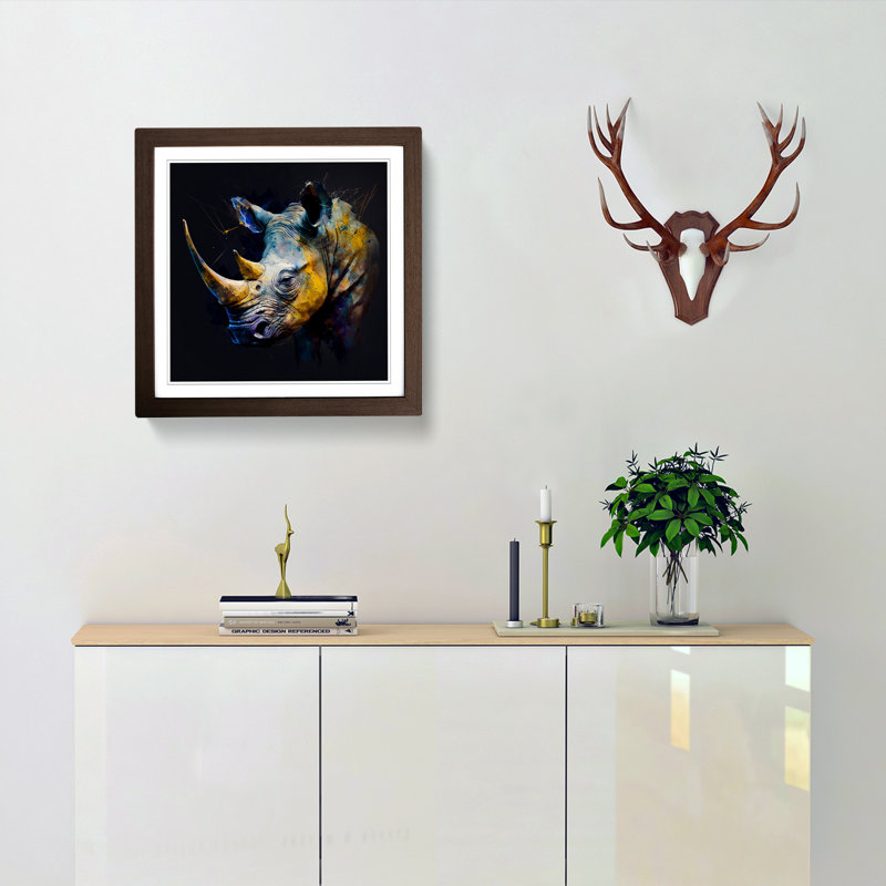 Rhino Gestural 1 Piece Single Picture Frame Wall Art, Walnut