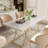 71 Inch Rectangular Dining , Modern White Kitchen Table Dining Room Table, Rectangle White Dinner Table With Gold Metel Frame.
