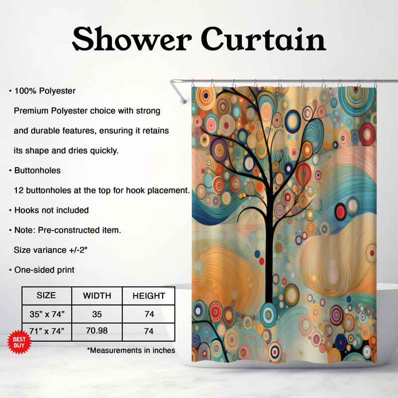 Rideau de douche Festooned Tree - Premium, H 74 po x l 71 po