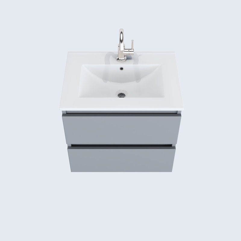 Salt 24'' Single Bathroom Vanity with Ceramic Top, Gray