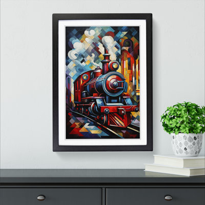 Steam Train Cubism - Framed Print