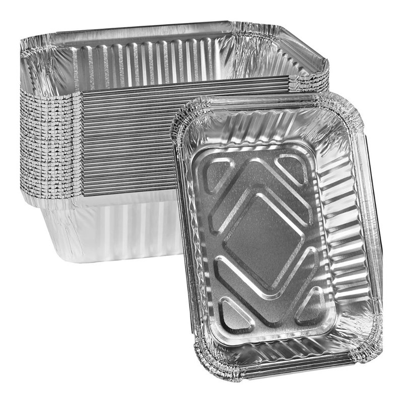 Paquet de 500 plaques de cuisson oblongues en aluminium oblongues de 1,5 lb pour rôtir, réchauffer et traiteur (400)